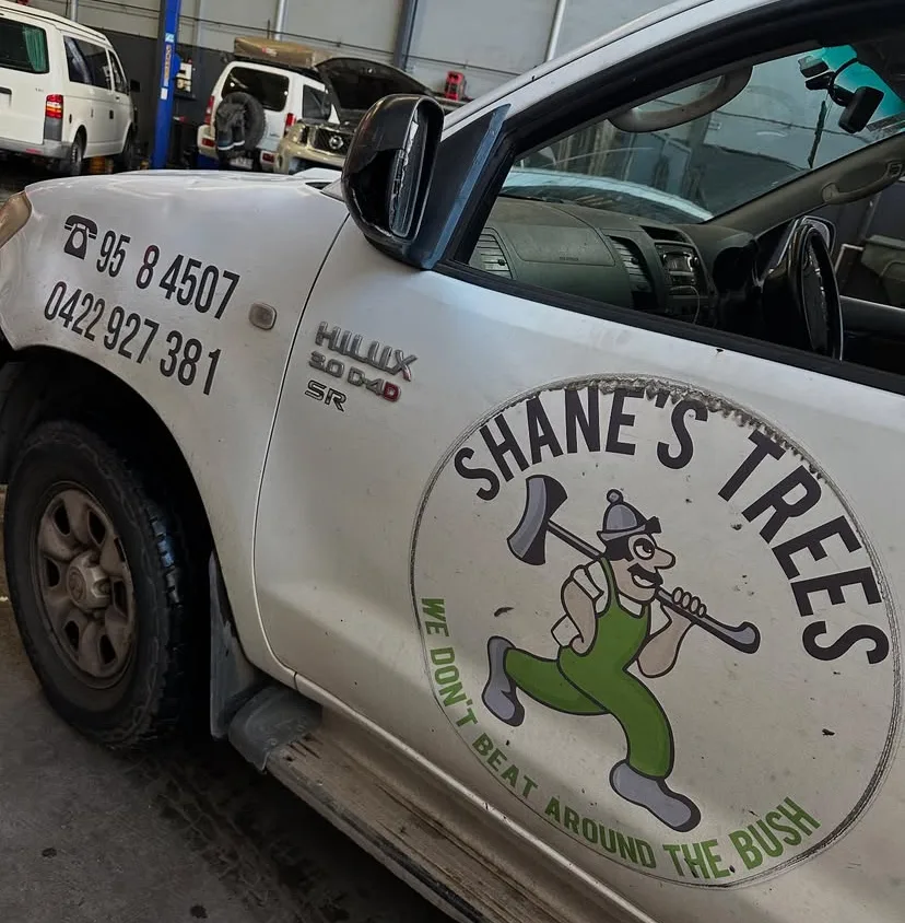Shane's Trees Hilux being serviced in the workshop