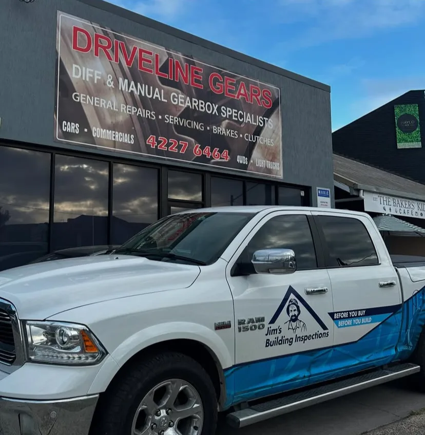 Jim's Building Inspections ute at Driveline Gears