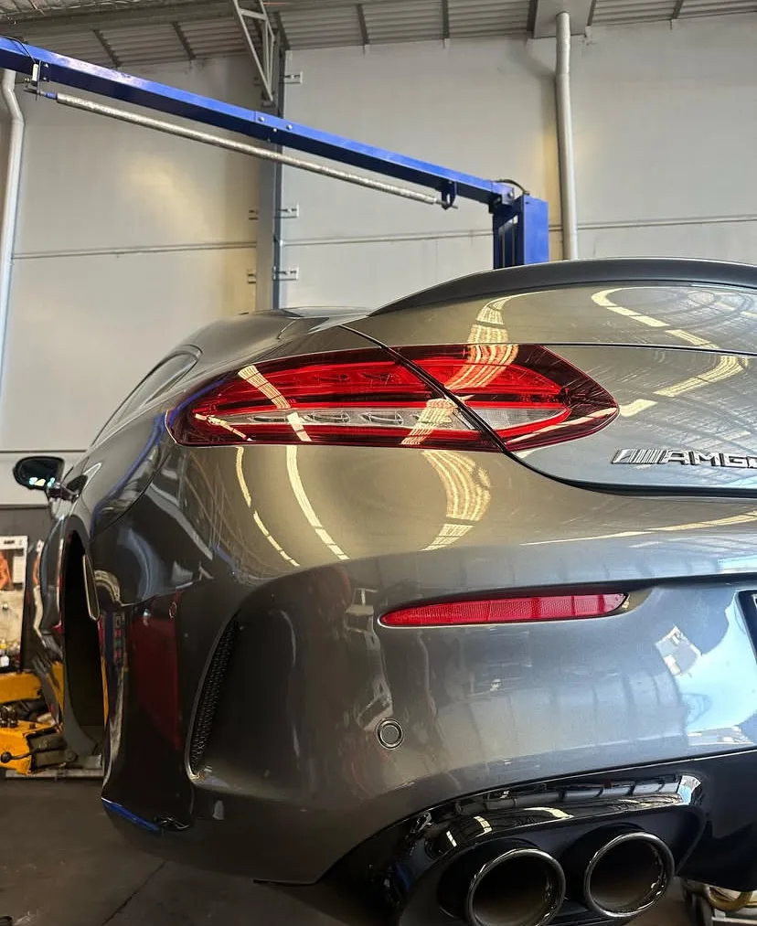 Mercedes-AMG coupe in the workshop for service