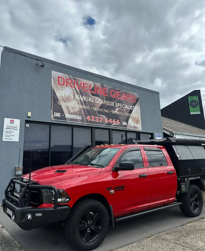 Red Ram 1500 ute parked outside the Driveline Gears Wollongong workshop