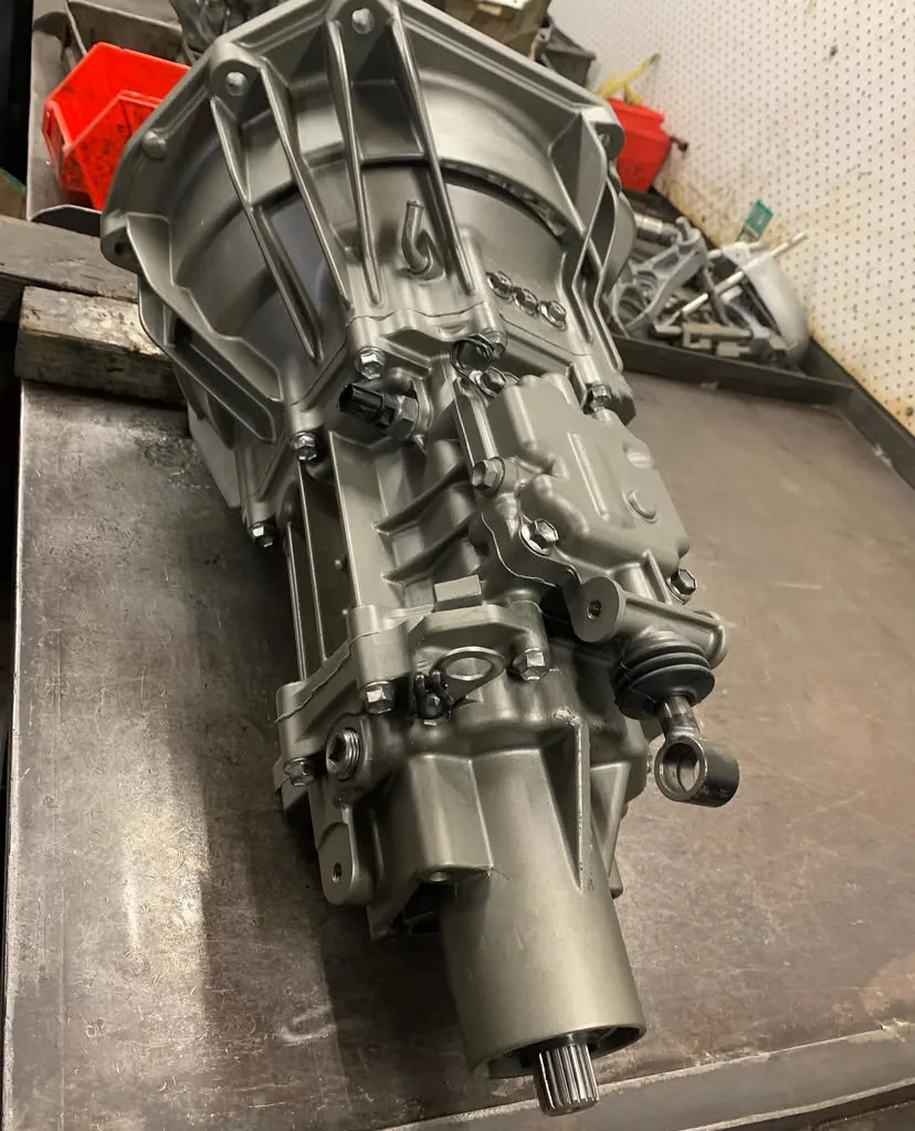 Freshly rebuilt manual gearbox on the workbench